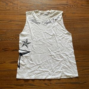 Hitman Fight Gear Cut Off Shirt White Large MMA Boxing Fighting